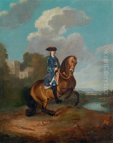 Reiterbildnis Kaiser Karl Vi Oil Painting by Johann Gottfried Auerbach