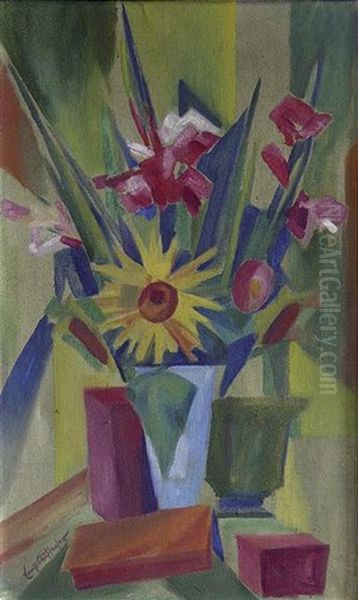 Blumenstillleben Mit Gladiolen Oil Painting by Ernst Aufeeser