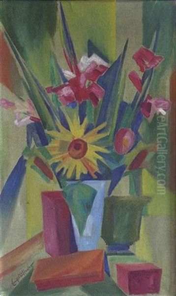 Blumenstillleben Mit Gladiolen Oil Painting by Ernst Aufeeser