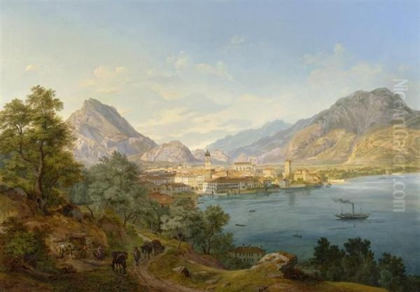 On Lake Garda Oil Painting by Heinrich Adam