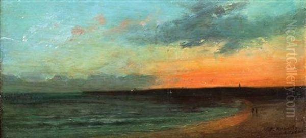 Sunset Oil Painting by Louis-Auguste Auguin