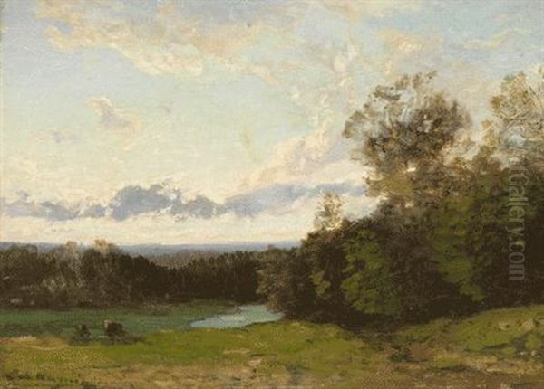 Bewaldetes Tal Mit Fluschen Oil Painting by Louis-Auguste Auguin