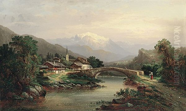 Dorf St. Martin Am Montblanc Oil Painting by Johann August