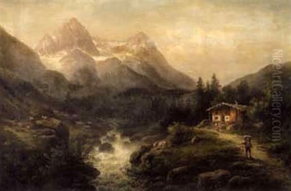 Tirol Landscape Oil Painting by Johann August