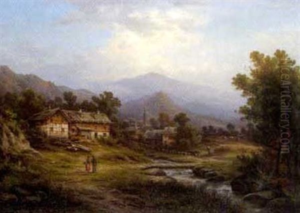 Partie Aus Dem Hirschbergtal (riesengebirge) Oil Painting by Johann August