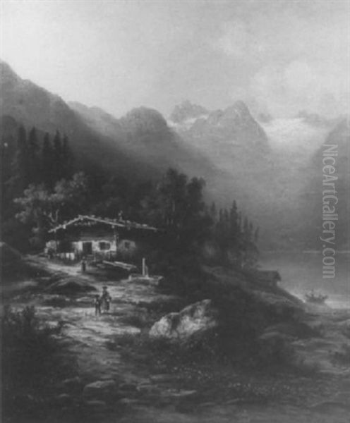 Bei Altaussee In Steiermark Oil Painting by Johann August