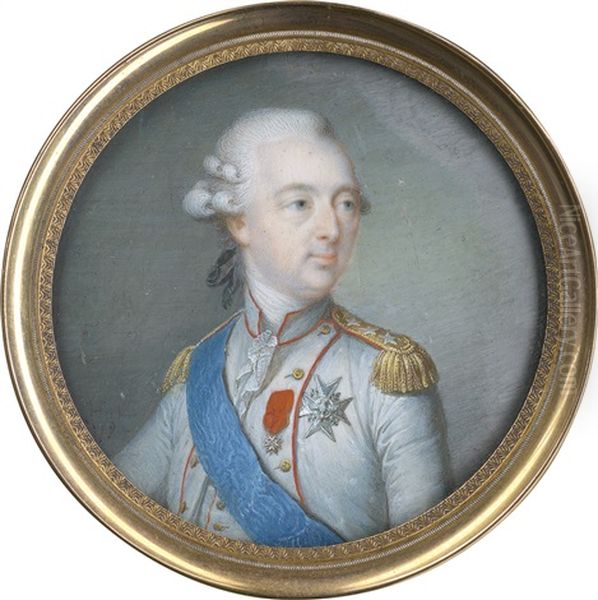 Bildnis Louis Joseph De Bourbon, Prince De Conde (1736 - 1818), In Weiser Uniform Des Colonel General De L'infanterie Mit Dem Kreuz Des Ordens Vom Heiligen Geist (ordre Du Saint-esprit) Und Dem Koniglichen Und Militarischen Orden Vom Hl. Ludwig (ordre Roy Oil Painting by Jean Baptiste Jacques Augustin