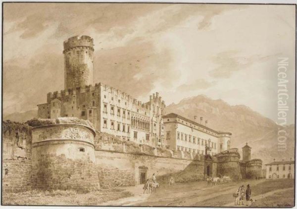 Palazzo Del Buonconsiglio, Trento Oil Painting by Heinrich Adam