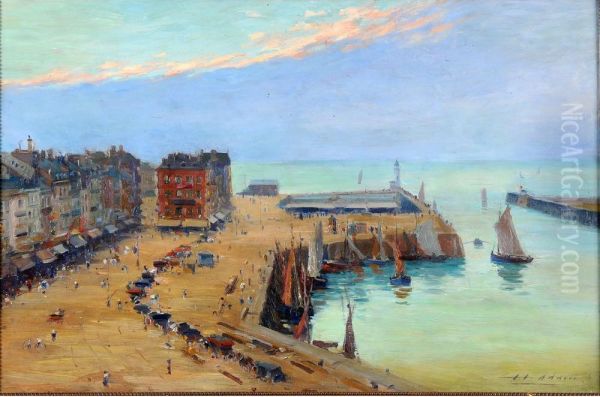  Vue Du Treport  Oil Painting by Henri Adam