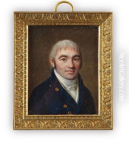 Portrait Du Marquis De La Sicotiere, Prefet De L'orne, En Habit Bleu, Vers La Droite Oil Painting by Jean Baptiste Jacques Augustin