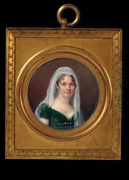 Portrait De La Baronne Oberkampf (?) Oil Painting by Jean Baptiste Jacques Augustin