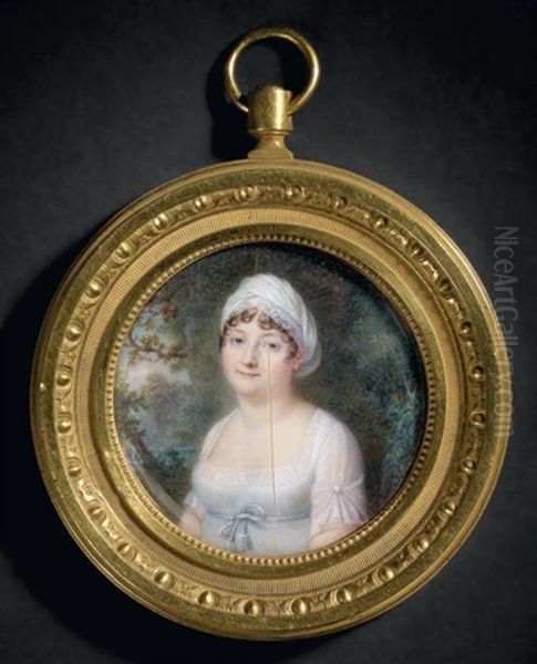 Portrait De Madame Henriette-sophie De La Fontaine, Epouse De Coincy, Cousine Germaine De Madame Augustin Oil Painting by Jean Baptiste Jacques Augustin