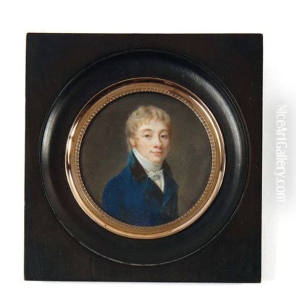 Portrait De Jeune Homme A La Redingote Bleue Oil Painting by Jean Baptiste Jacques Augustin