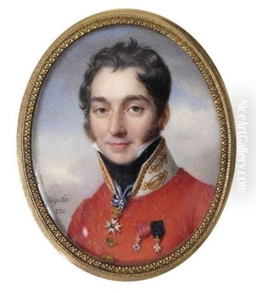 Portrait De Jeune Officier Oil Painting by Jean Baptiste Jacques Augustin