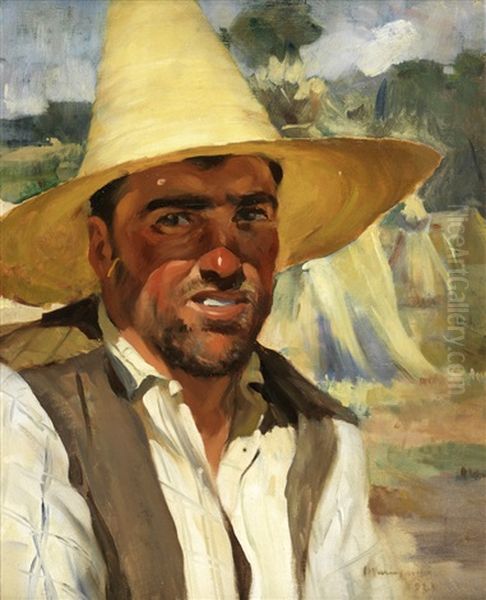 O Ceifeiro Oil Painting by Mario Augusto