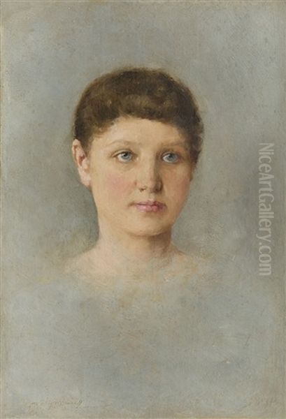 Portret Kobiecy Oil Painting by Aleksander Augustynowicz