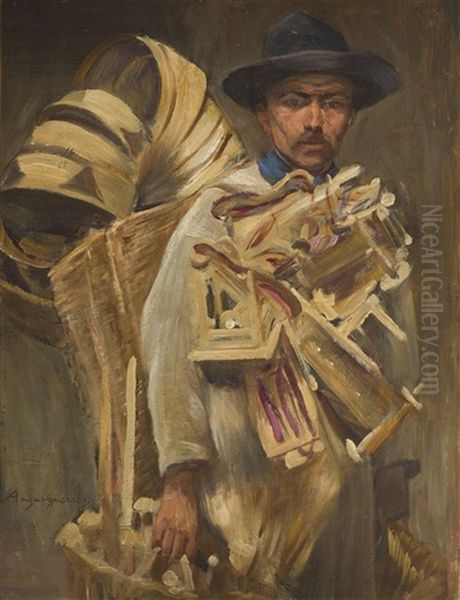 Sieve Maker Oil Painting by Aleksander Augustynowicz