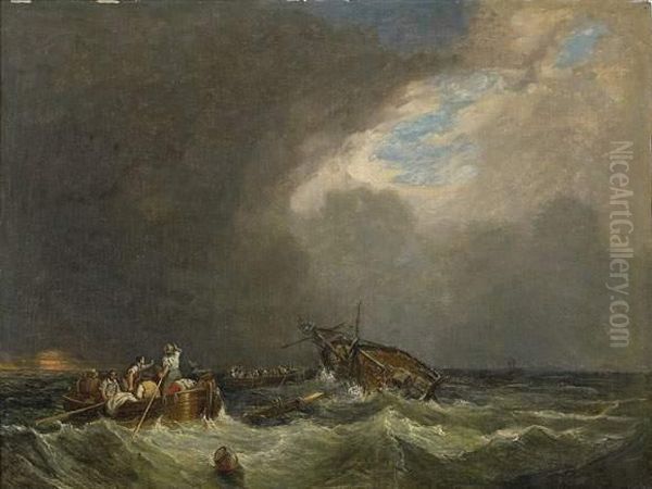 Marine Par Gros Temps Oil Painting by Hippolyte Adam