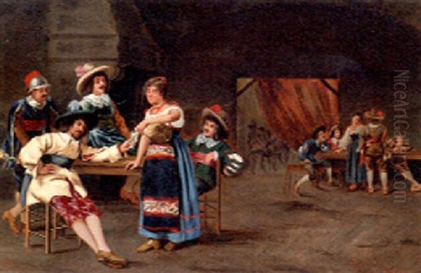 In The Tavern Oil Painting by Giuseppe Aureli