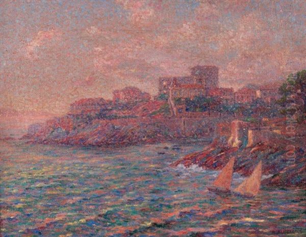 La Corniche Au Soleil Couchant Oil Painting by Henri Aurrens