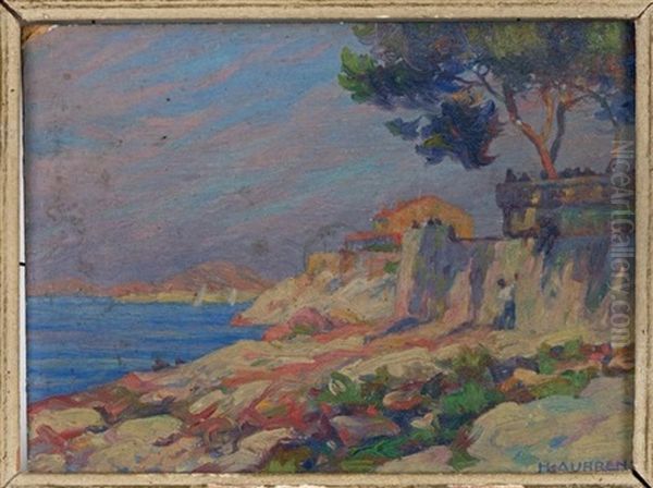 Paysage Mediterraneen Oil Painting by Henri Aurrens