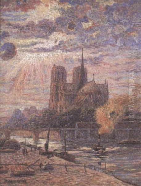 Notre Dame, Effets De Soleil Oil Painting by Henri Aurrens