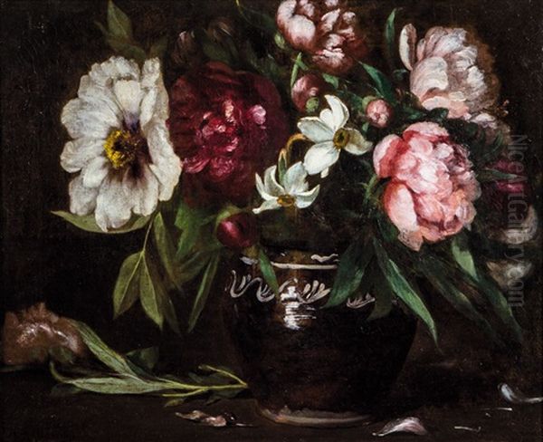 Still Life With Flowers Oil Painting by Joseph Nichols Hippolyte Aussandon