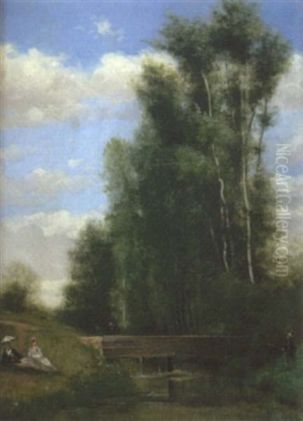 Paysage Oil Painting by Joseph Nichols Hippolyte Aussandon