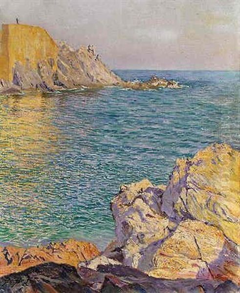 Coastal View Of Brittany Oil Painting by Antoni Jan Austen