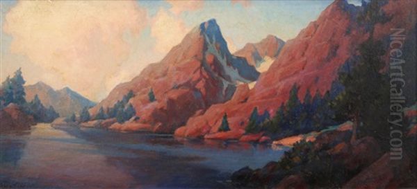 High Sierra Landscape With Lake Oil Painting by Charles Percy Austin