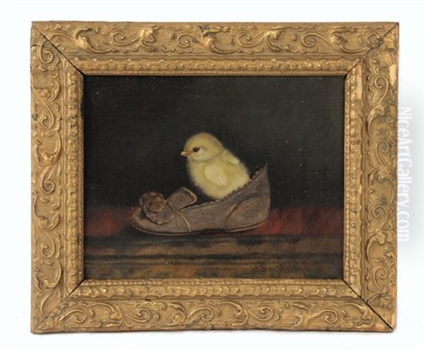 Chick In A Child's Shoe Oil Painting by Ben Austrian