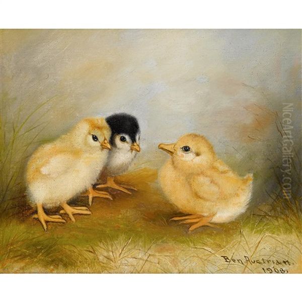 Chick Talk Oil Painting by Ben Austrian