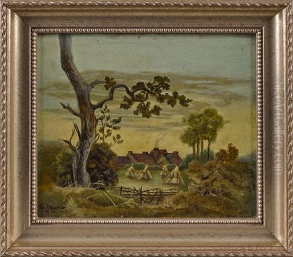 Landscape With A Farmhouse Oil Painting by Ben Austrian