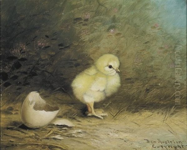 The Newborn Chick Oil Painting by Ben Austrian