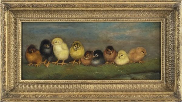 Nine Chicks Oil Painting by Ben Austrian