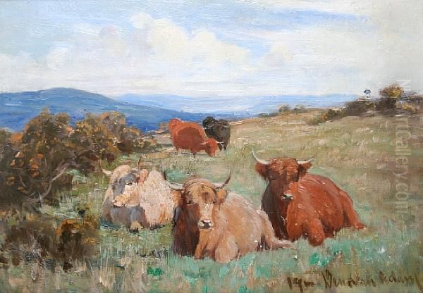 Highland Cattle Oil Painting by Joseph Denovan, Adam Jnr.