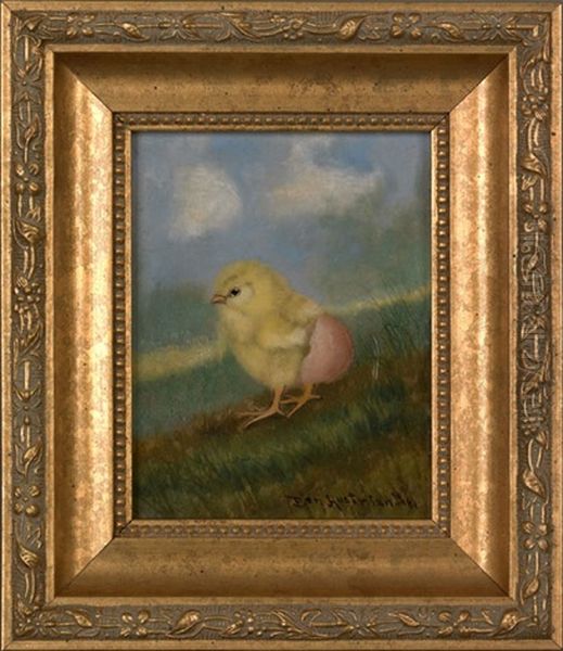 A Young Chick Oil Painting by Ben Austrian