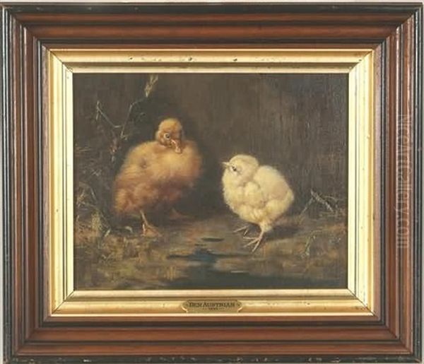 Chick And Duckling Oil Painting by Ben Austrian