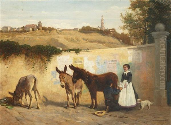 Paris, Montmartre En 1866 Oil Painting by Alfred Auteroche