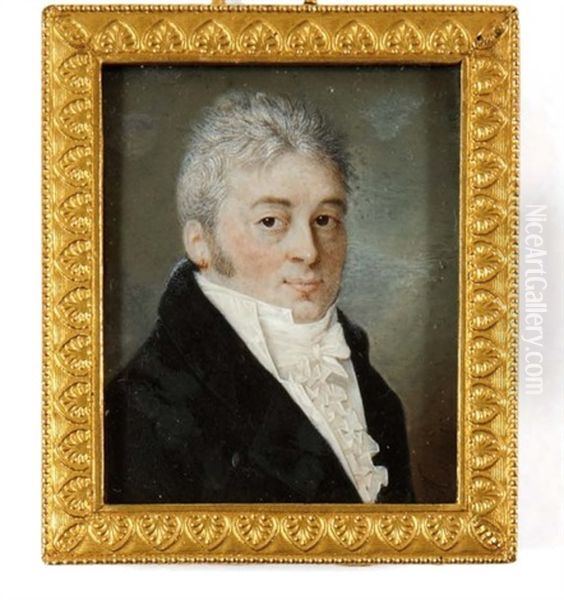 Portrait D'homme A La Redingote Grise Et Jabot De Dentelle Oil Painting by Louis Marie Autissier