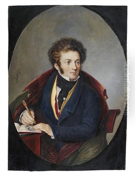 A Young Artist Seated At A Desk by Louis Marie Autissier