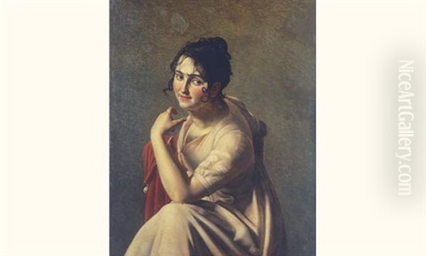 Portrait De Mademoiselle Georges De La Comedie Francaise(?) Oil Painting by Pauline Auzou