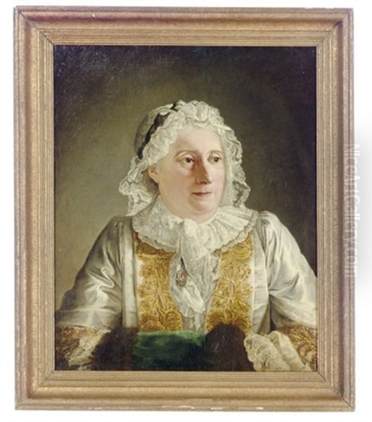 Portrait Of Madame Crozat Oil Painting by Jacques Andre Joseph Aved