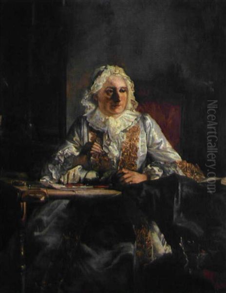 Portrait Of Marie Marguerite Legendre Crozat, Marquise Du Chatel Oil Painting by Jacques Andre Joseph Aved