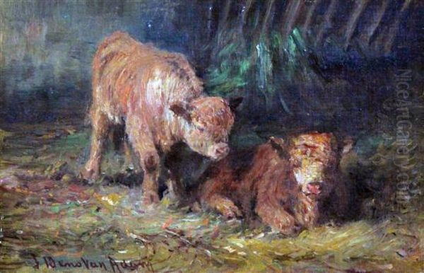 Twin Calves Oil Painting by Joseph Denovan Adam