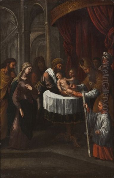 Circumcision Of Child Jesus Oil Painting by Jose de Avelar Rebelo