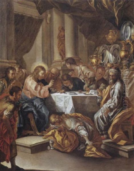 La Cena Di Cristo In Casa Di Simone Oil Painting by Onofrio Avellino