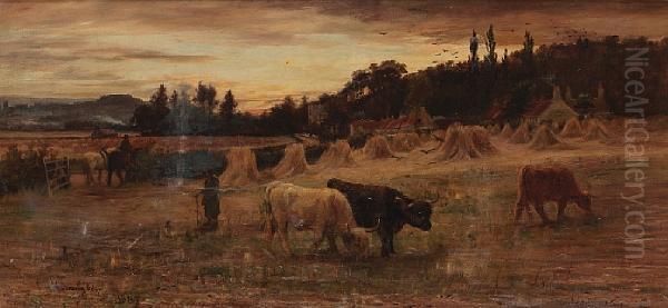 The Stubble, Craigmill Oil Painting by Joseph Denovan Adam