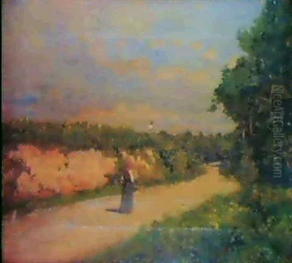 Aldeana En El Camino Oil Painting by Serafin Avendano