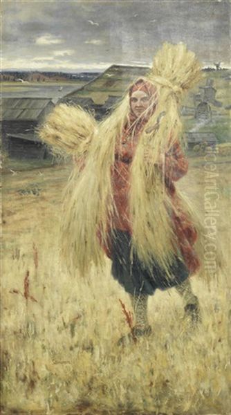 After Reaping Oil Painting by Nikolai Avenirovich Shabunin